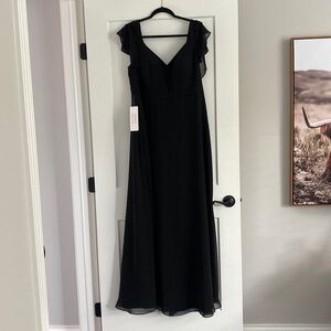 AZAZIE flutter sleeve chiffon A-line dress black size 16